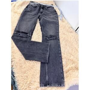 NWT We The Free Xena High Rise Slim Straight Distressed Black Jeans Size 26